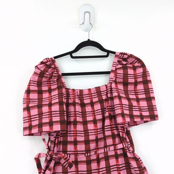 BAUM UND PFERDGARTEN Women 32 US 2 Arvia Dress Pink Plaid Mini Asymmetrical NEW - Picture 9 of 9